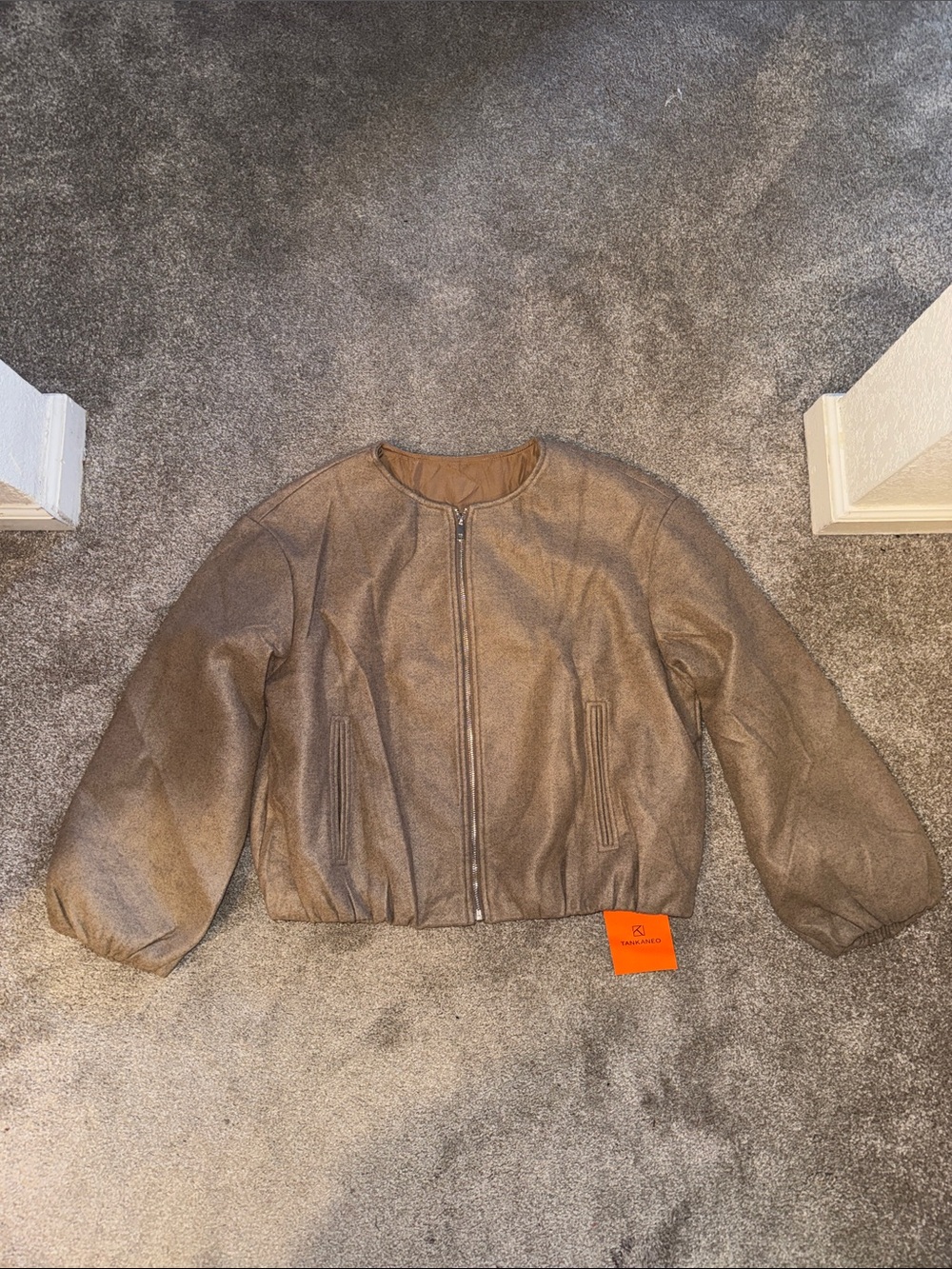 Brown Women's Zip-Up Bomber Jacket